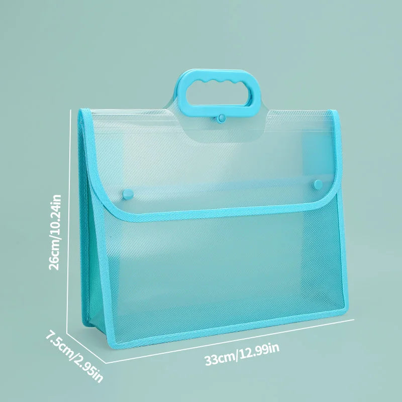 Huajie New PP File Bag Flip Transparent File Bag Thickeneded Large Capacity Data Storage Bag Portable School Office Supplies