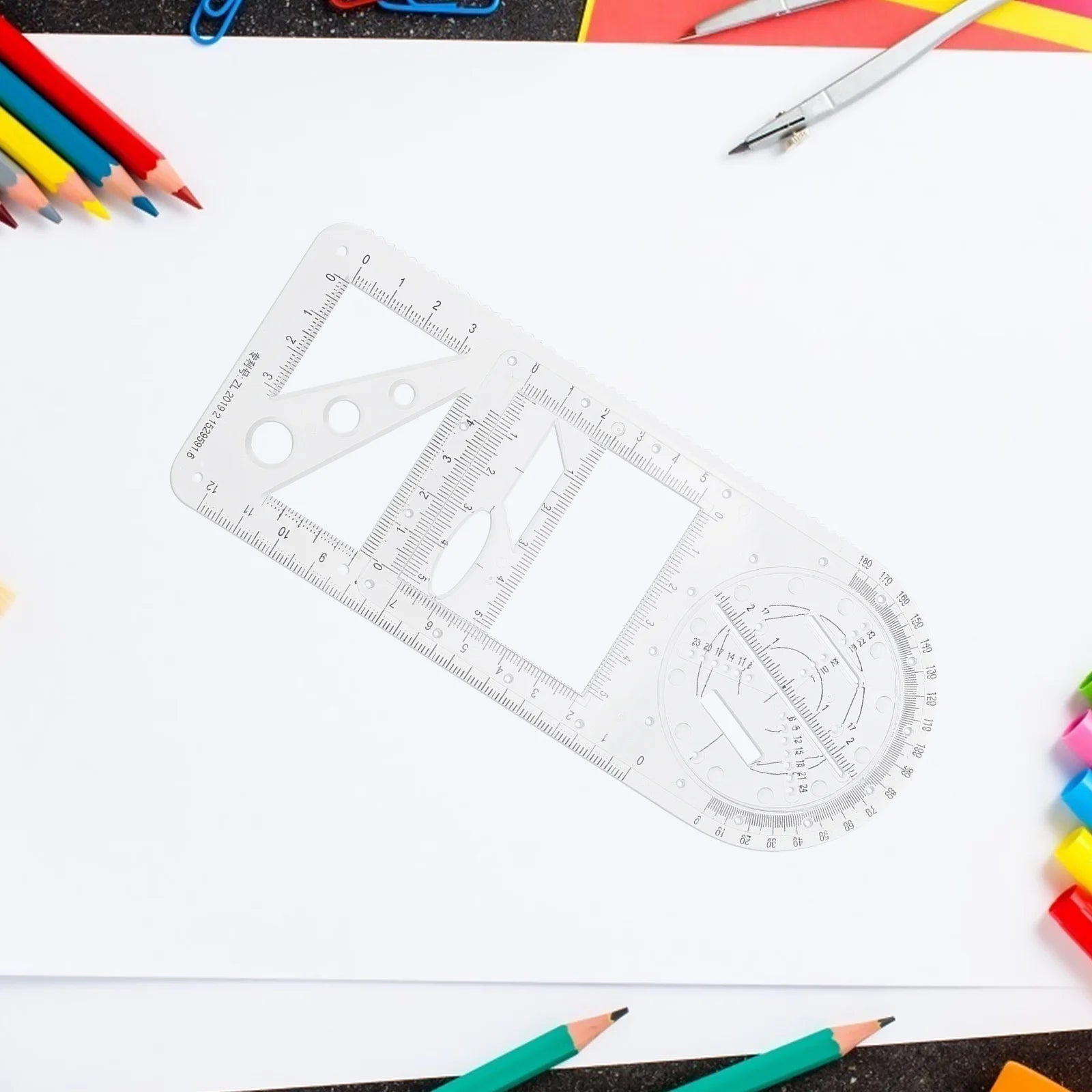 Multifunctional Geometric Drawing Template Mathematics Examination Ruler School Supply Drawing Tool for Students Teachers