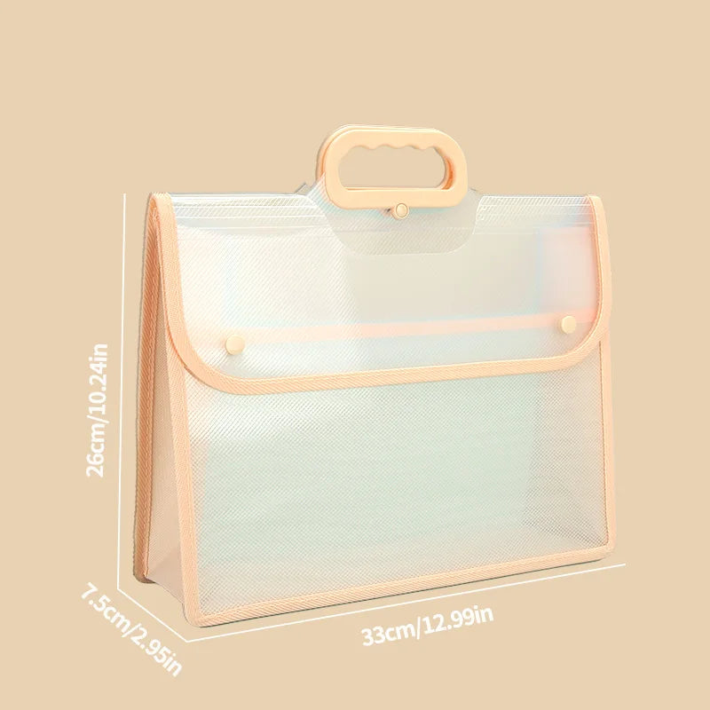 Huajie New PP File Bag Flip Transparent File Bag Thickeneded Large Capacity Data Storage Bag Portable School Office Supplies