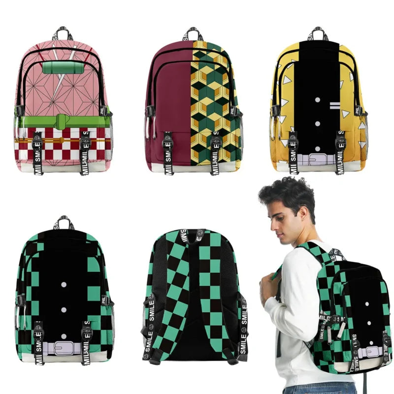 Kimetsu No Yaiba Backpack Kamado Tanjirou Neuzko School Bags Canvas Bag Girl Boy Students Anime Backpack Bag