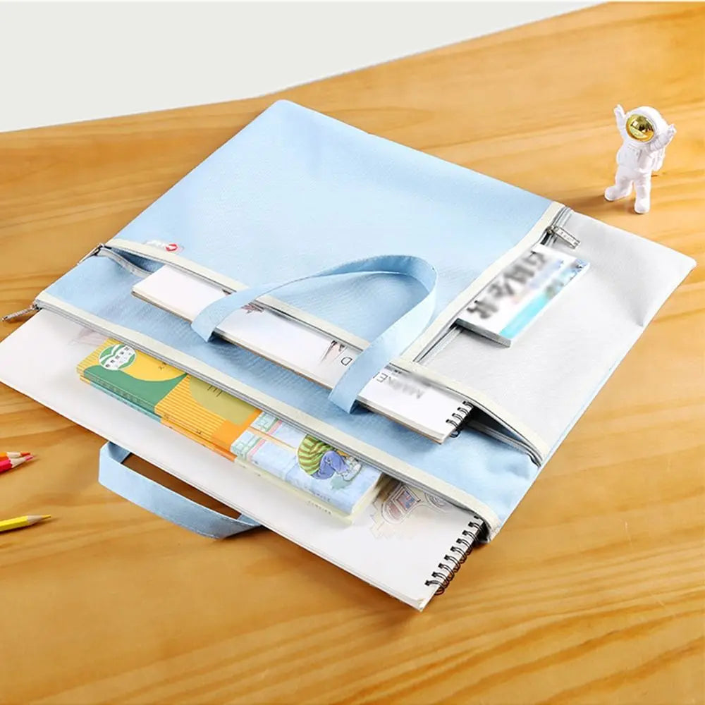 Portable Book Storage Bag Oxford Cloth Handheld File Organizer Large Capacity Dustproof Art Storage Bag Back To School