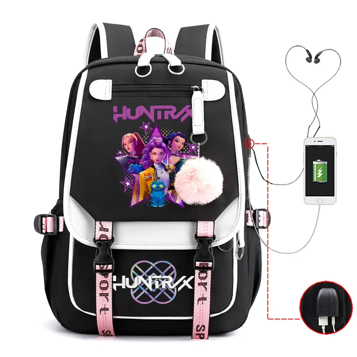 School Backpack for Students KPop Demon Hunters Daily Bagpack 2025 Hot Movie Print Backpacks for Girl Boy Laptop Usb Port Bag