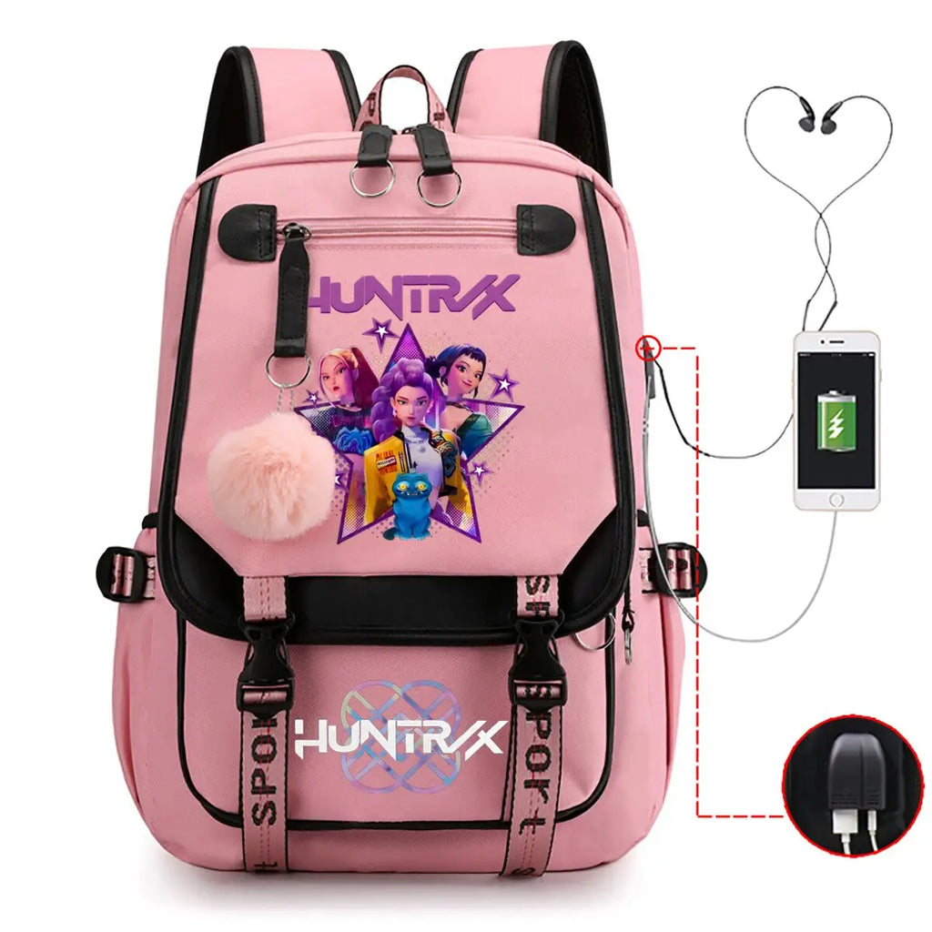 School Backpack for Students KPop Demon Hunters Daily Bagpack 2025 Hot Movie Print Backpacks for Girl Boy Laptop Usb Port Bag