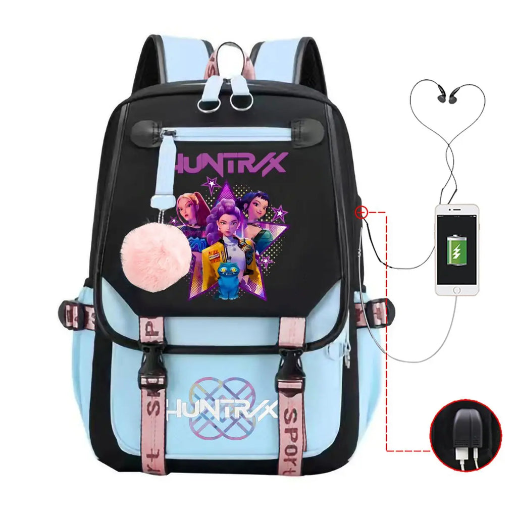 School Backpack for Students KPop Demon Hunters Daily Bagpack 2025 Hot Movie Print Backpacks for Girl Boy Laptop Usb Port Bag