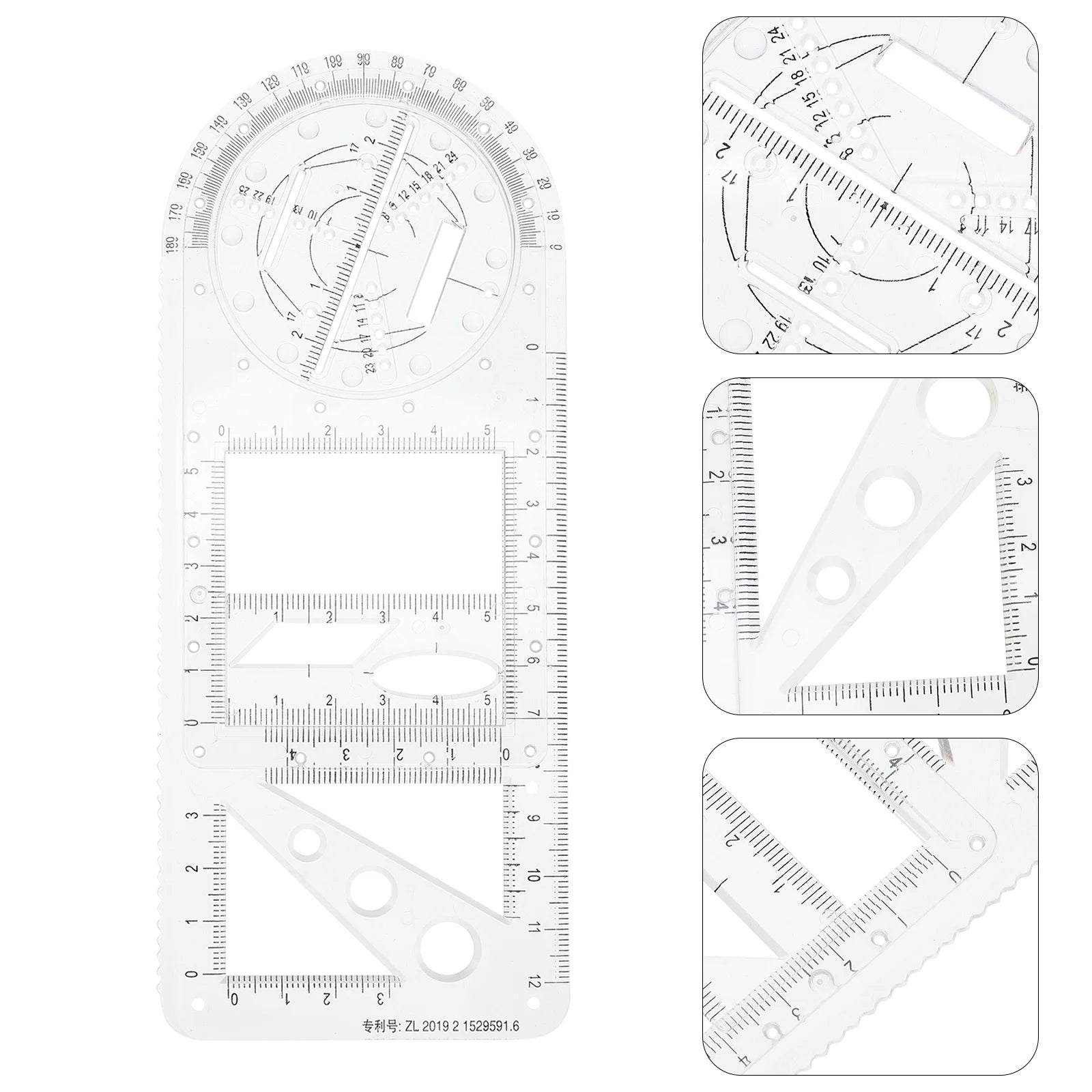Multifunctional Geometric Drawing Template Mathematics Examination Ruler School Supply Drawing Tool for Students Teachers