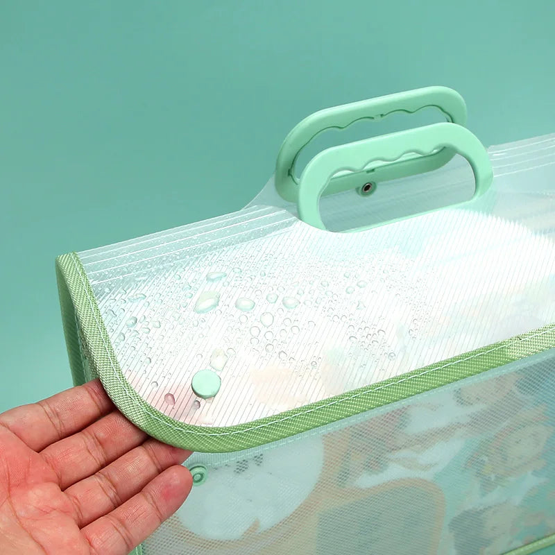 Huajie New PP File Bag Flip Transparent File Bag Thickeneded Large Capacity Data Storage Bag Portable School Office Supplies