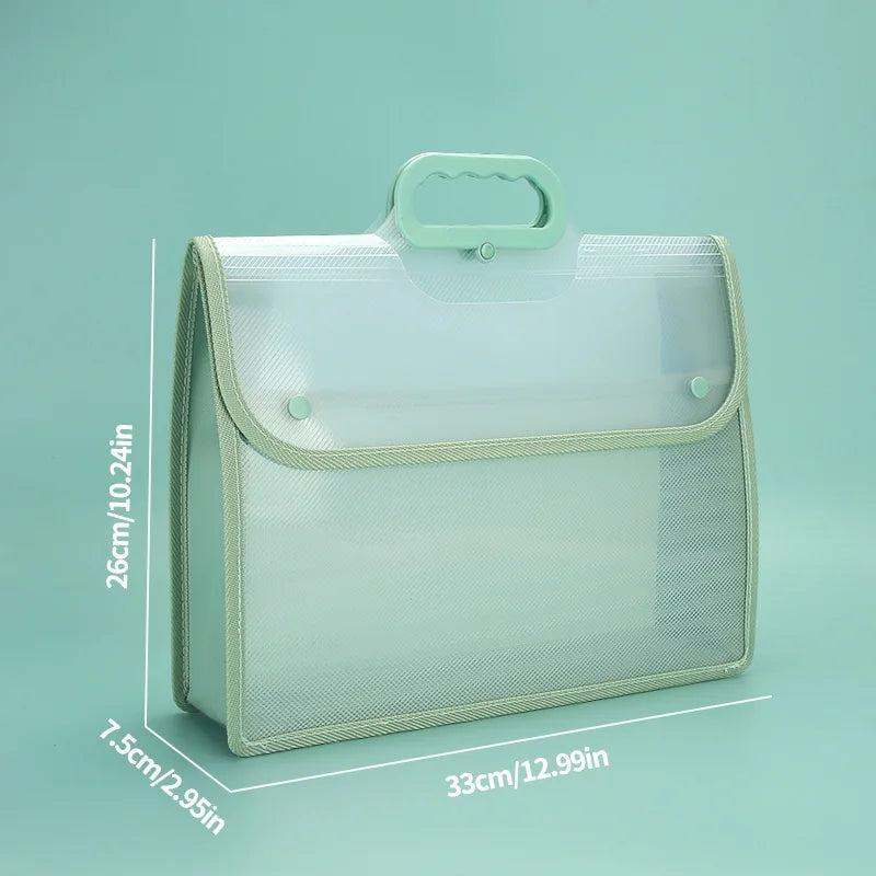 Huajie New PP File Bag Flip Transparent File Bag Thickeneded Large Capacity Data Storage Bag Portable School Office Supplies