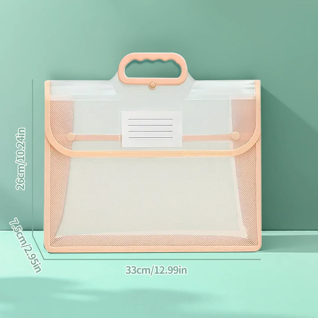 Huajie New PP File Bag Flip Transparent File Bag Thickeneded Large Capacity Data Storage Bag Portable School Office Supplies