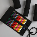 12/24/36/48/72Hole Black Cloth Pencil Case Stationery Cosmetic Brush Pencil Storage Bag Pencils Roll Art Pen Bag School Supplies