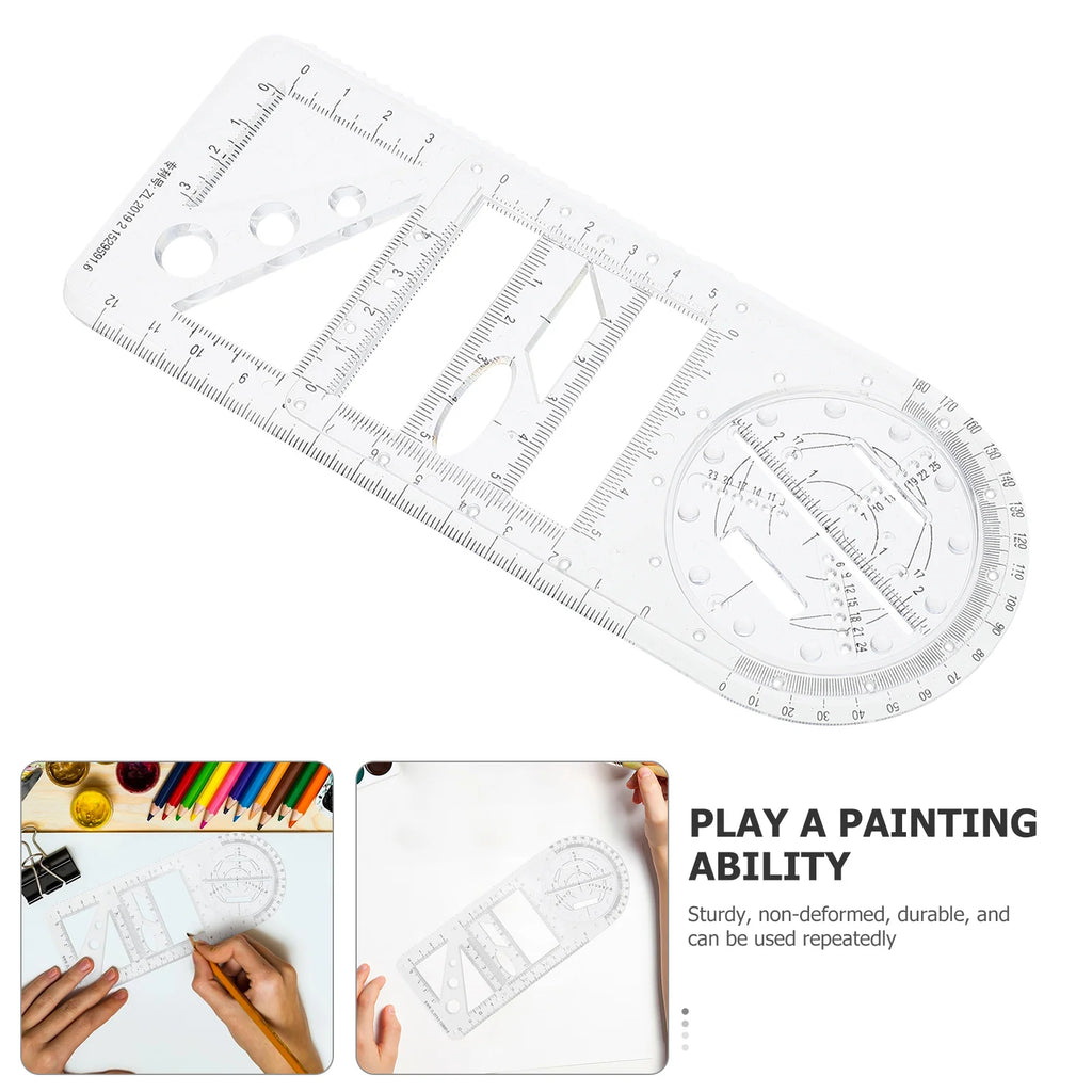 Multifunctional Geometric Drawing Template Mathematics Examination Ruler School Supply Drawing Tool for Students Teachers