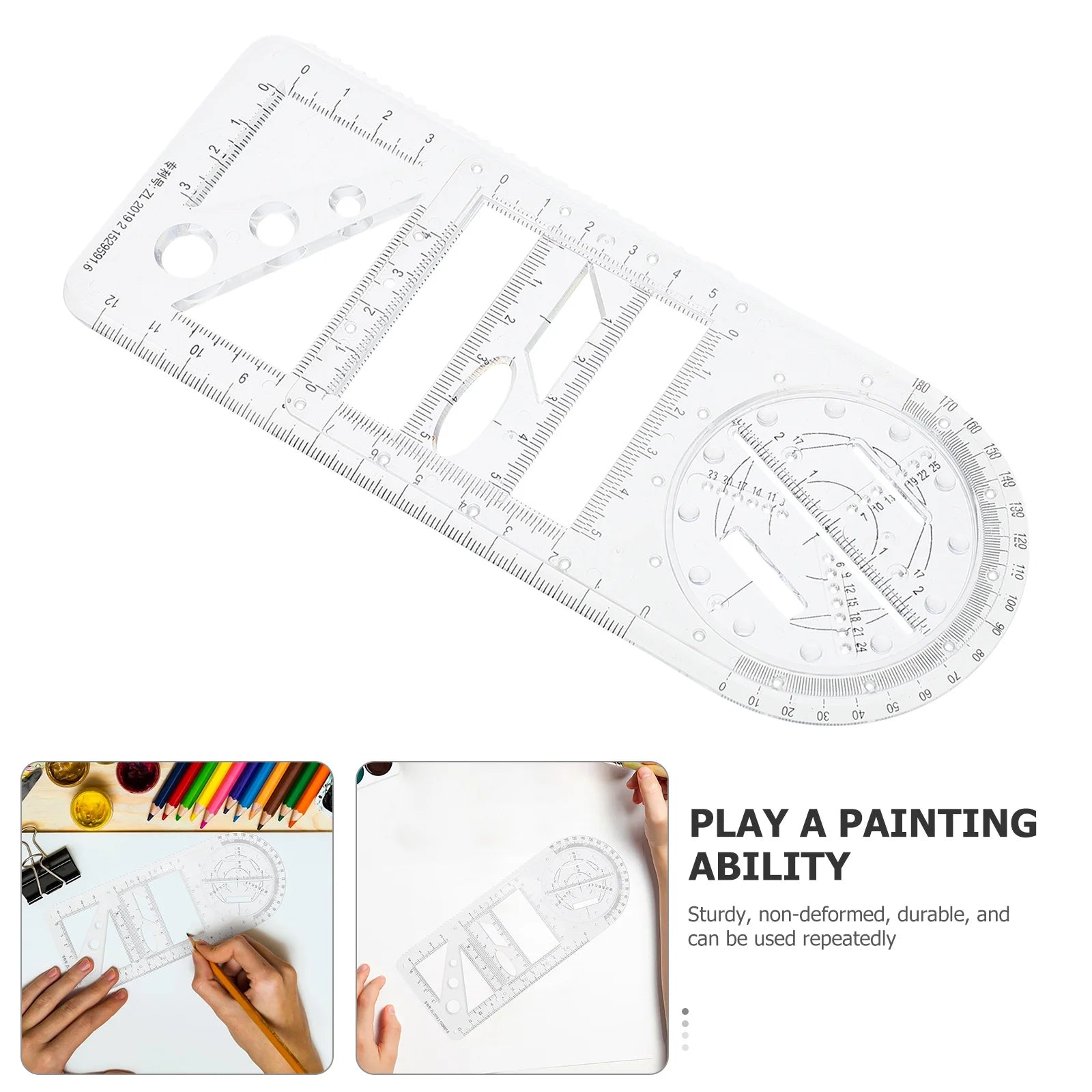 Multifunctional Geometric Drawing Template Mathematics Examination Ruler School Supply Drawing Tool for Students Teachers