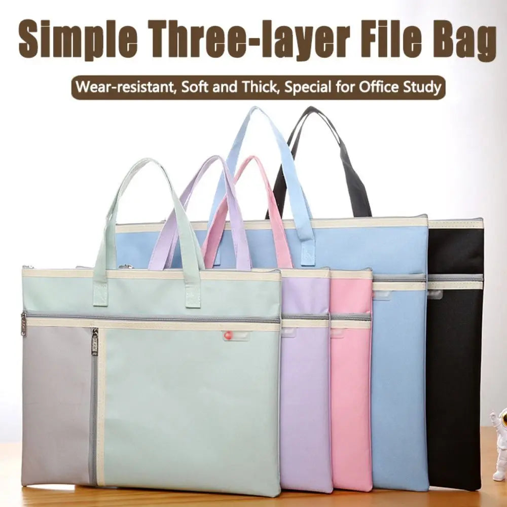 Portable Book Storage Bag Oxford Cloth Handheld File Organizer Large Capacity Dustproof Art Storage Bag Back To School